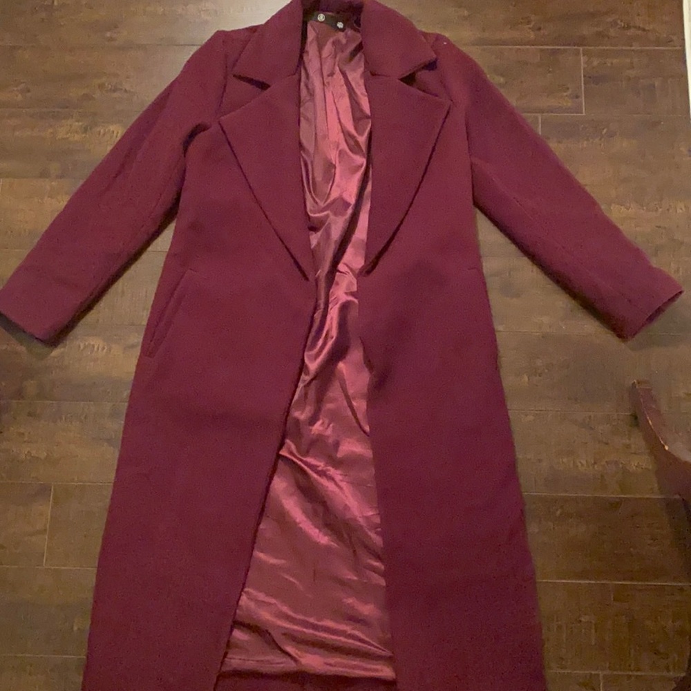 Plum Longline Duster Pea Coat